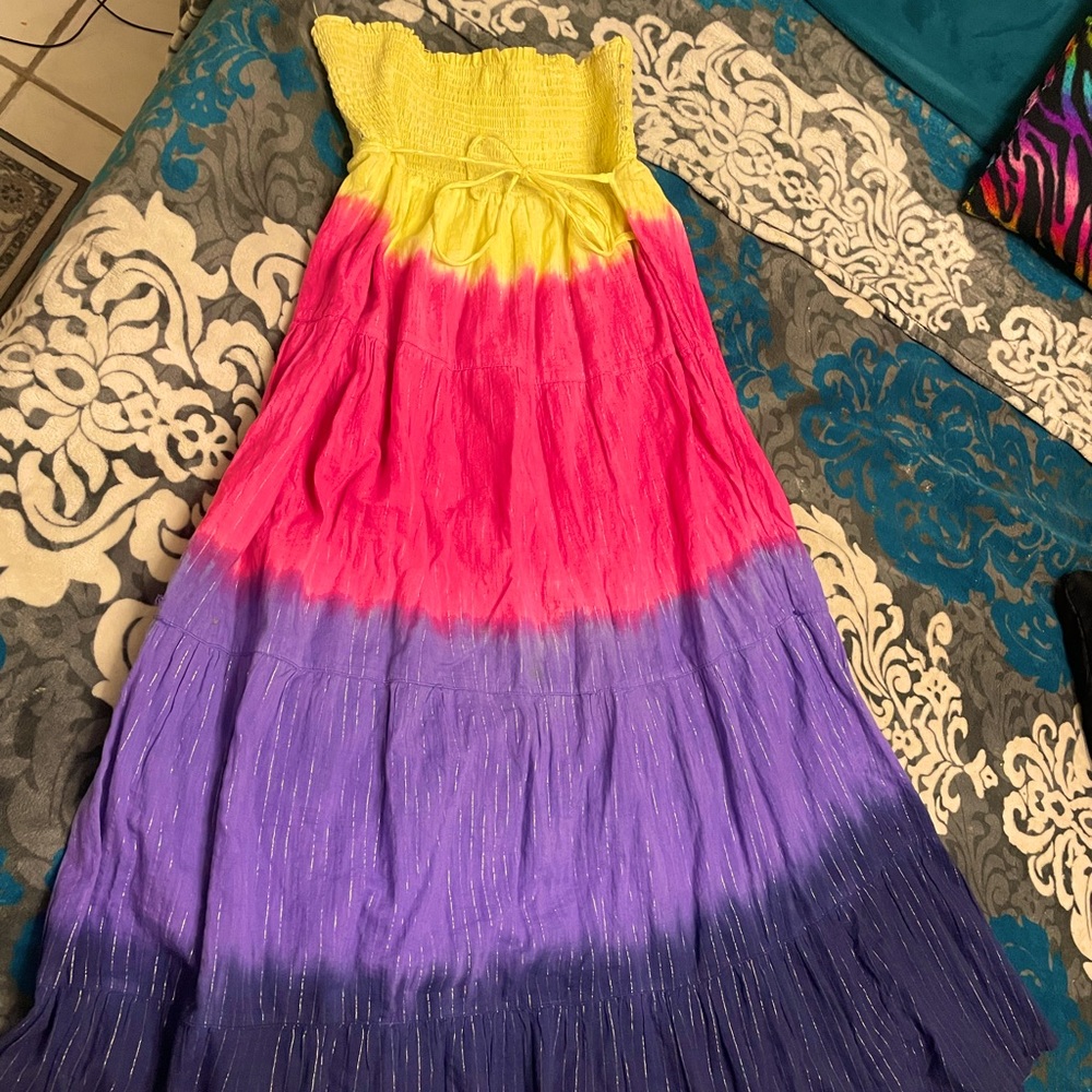 Women’s Vintage Strapless Colorful Bohemian Dress